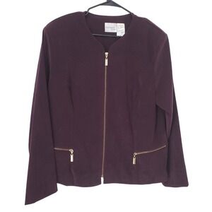 Vintage Purple Blazer Gold Zippers Shoulder Pads Velvety Soft‎ SZ:18W